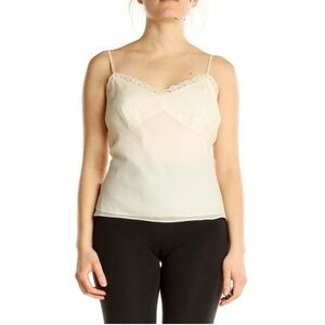 Ann Taylor 100% Silk Lace Trimmed V-Neck Camisole Ivory Size 12